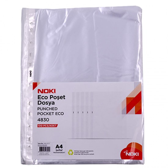 NOKİ 4830 DELİKLİ POŞET DOSYA ECO A4 100LÜ
