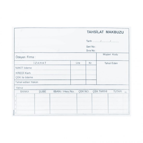 DİLMAN 4021 TAHSİLAT MAKBUZU 2X50 3 NÜSHA OTOKOPİLİ