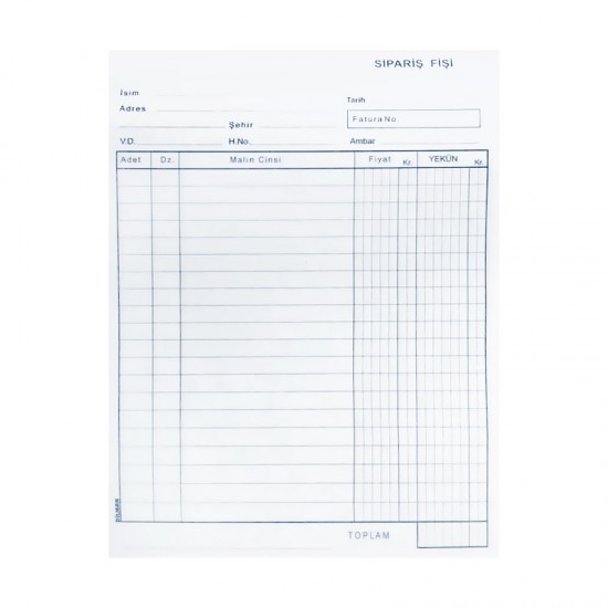 DİLMAN 4210 SİPARİŞ FİŞİ 3X50 3 NÜSHA OTOKOPİLİ