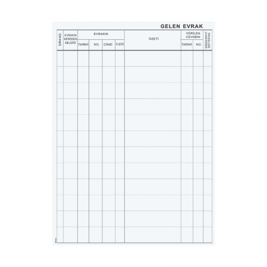 DİLMAN 5016 GELEN EVRAK KAYIT DEF KARTON KAPAK