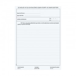 DİLMAN 5346 İŞ SAĞ.VE GÜV.TESPİT ÖNERİ DEFTERİ CİLTLİ NUMARARLI