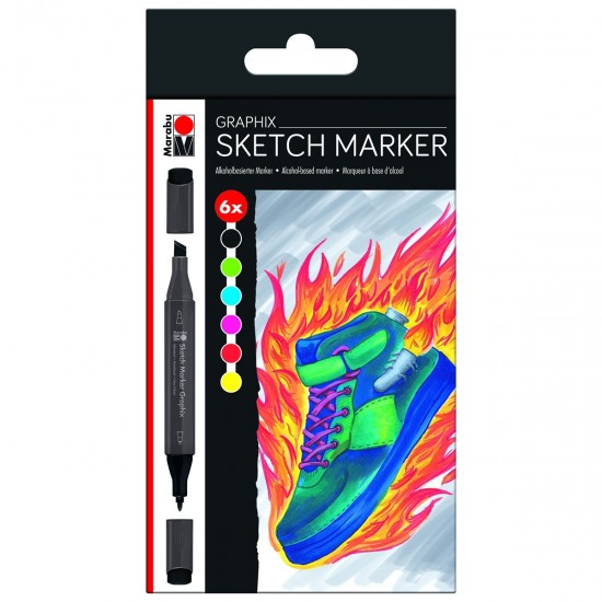 PONART MARABU SKETCH MARKÖR GRAPHİX SET HEAT 6 RENK