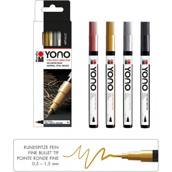 PONART MA-004001 MARABU YONO MARKER METAL 4X1.5-3MM SET
