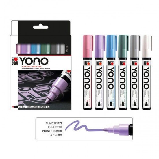 PONART MA-004003 MARABU YONO MARKER PASTEL 6*1,5-3MM SET