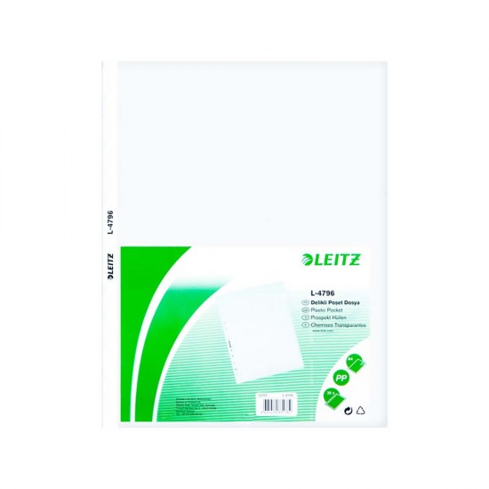 LEITZ 4796-10 DELİKLİ POŞET DOSYA A4 100LÜ