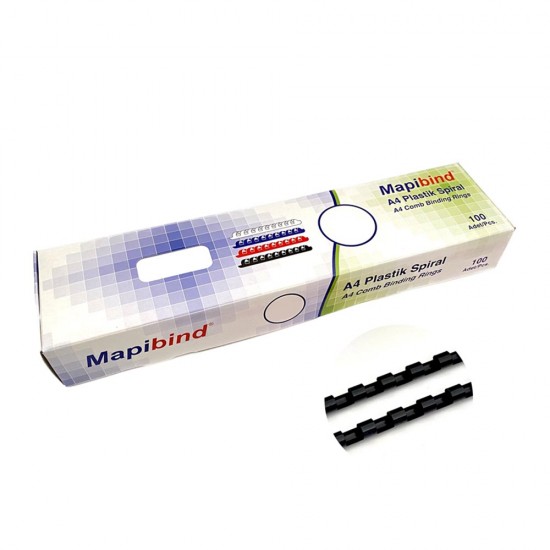 MAPİ 201 06 01 PLASTİK SPİRAL 6MM SİYAH 100LÜ