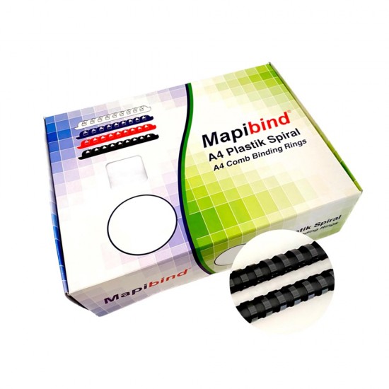 MAPİ 201 18 01 PLASTİK SPİRAL 18MM SİYAH 100LÜ