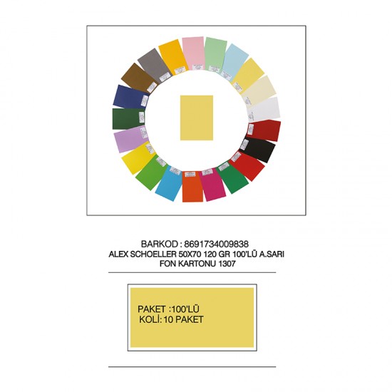 ALEX FON KARTONU 120GR 50X70 NO:07 A.SARI