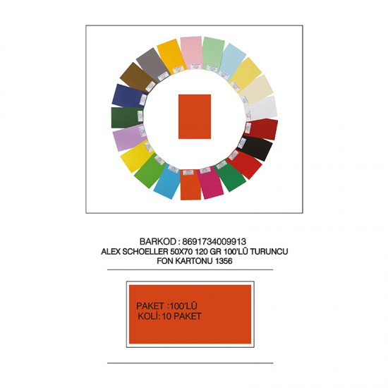 ALEX ALX-1356 FON KARTONU 120GR 50X70 NO:56 TURUNCU