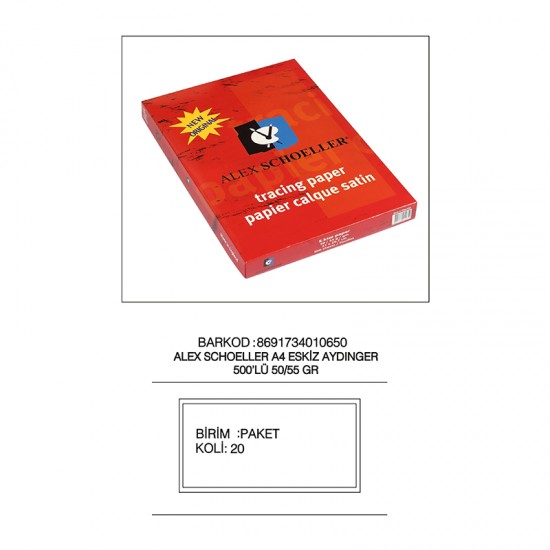 ALEX ALX-0650 ESKİZ KAĞIDI 50-55GR A4 500LÜ