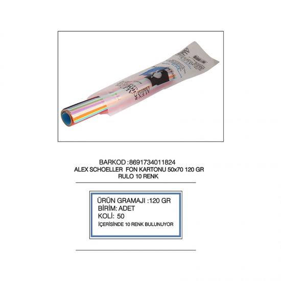 ALEX ALX-13001 FON KARTONU 120GR 50X70 10 RENK PK