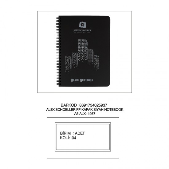 ALEX ALX-1937 SPR PP KPK SİYAH DEF A5 60YP