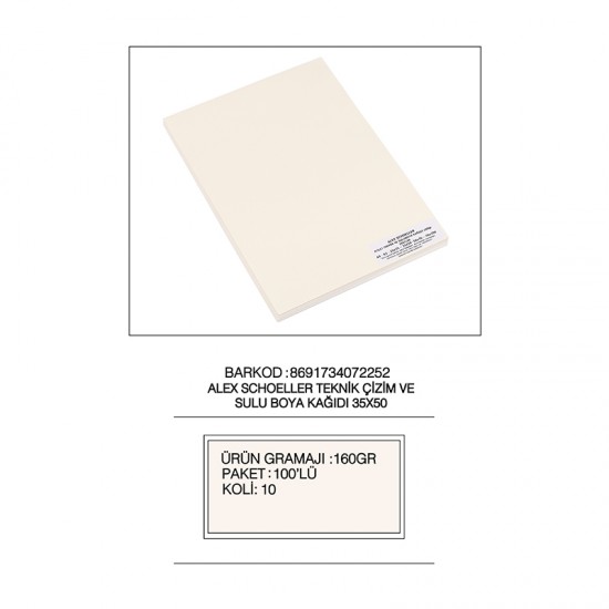 ALEX ALX-0252 SULUBOYA KAĞIDI 160GR 35X50 100LÜ