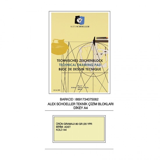 ALEX ALX-062 TEKNİK RESİM KAĞIDI A4 80GR 20YP DİK