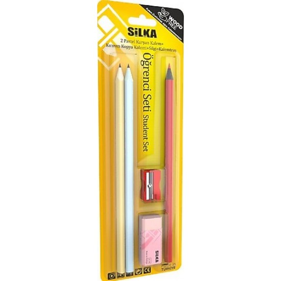 SİLKA ART-649 2 PASTEL KALEM+1 KIRMIZI KALEM+1 PASTEL KÜÇÜK BOY SİLGİ+1 KALEMTRAŞ