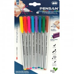 PENSAN 01003 TRİBALL TÜKENMEZ KALEM 8Lİ RENK