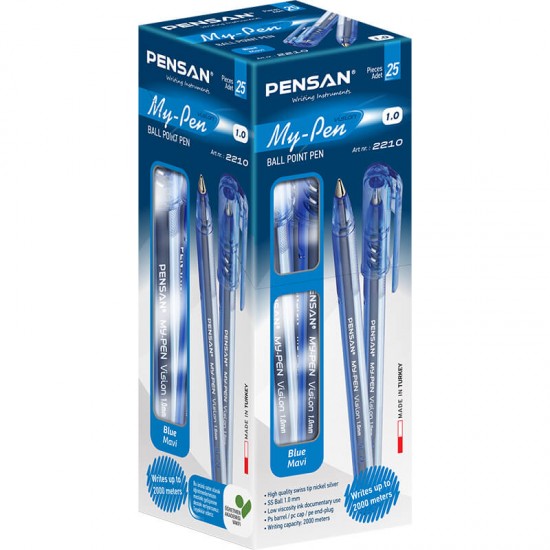 PENSAN 2210 TÜKENMEZ KALEM MY PEN MAVİ 25Lİ KT