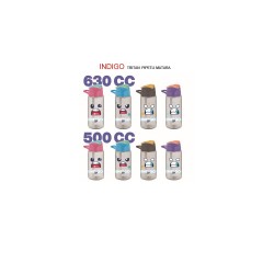 GIPTA 7508 INDIGO TRİTAN DESENLİ PİPETLİ MATARA 500ML