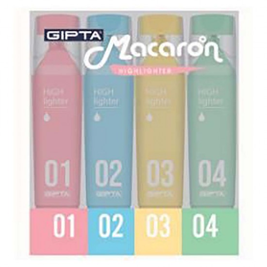 GIPTA 1567 FOSFORLU MARKÖR MACARON PASTEL 4LÜ SET