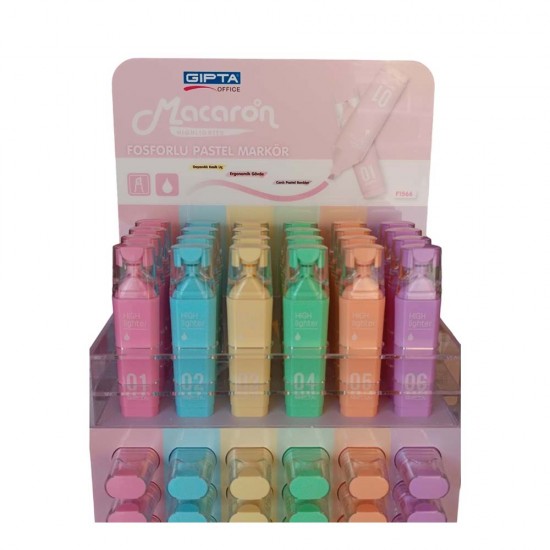 GIPTA 1568 FOSFORLU MARKÖR MACARON PASTEL 6LI SET