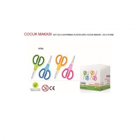 GIPTA 7060 ÇOCUK MAKASI KÜT UÇ DUBLE PLS GÖV 4 RENK