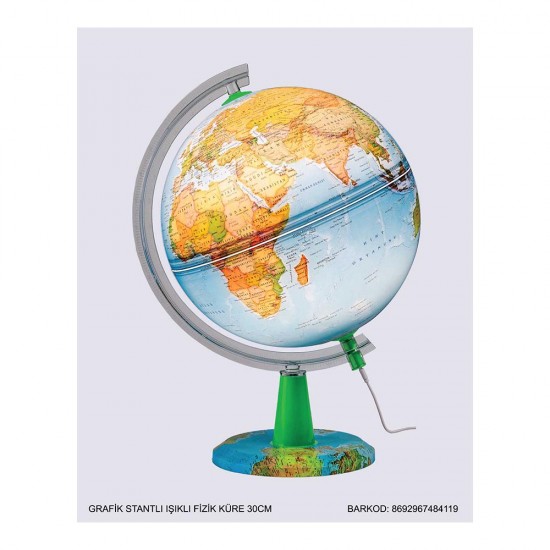 GÜRBÜZ 48411 30CM GRAFİK STANTLI IŞIKLI FİZİK KÜRE