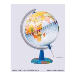 GÜRBÜZ 48413 30CM GRAFİK STANTLI IŞIKLI SİYAS KÜRE