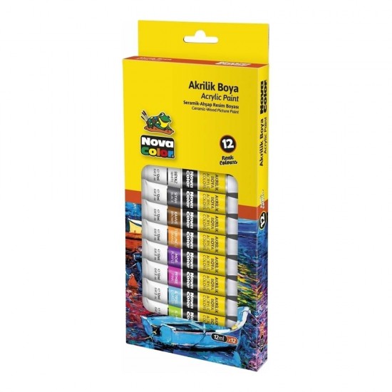 NOVA COLOR NC-2004 AKRİLİK BOYA TÜP 12Lİ 12ML