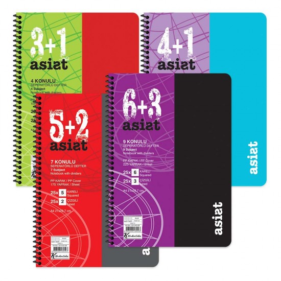 KESKİN 351533-99 DEFTER ASİST AYRAÇLI SPİRALLİ PP KAPAK A4 5+2 175YP