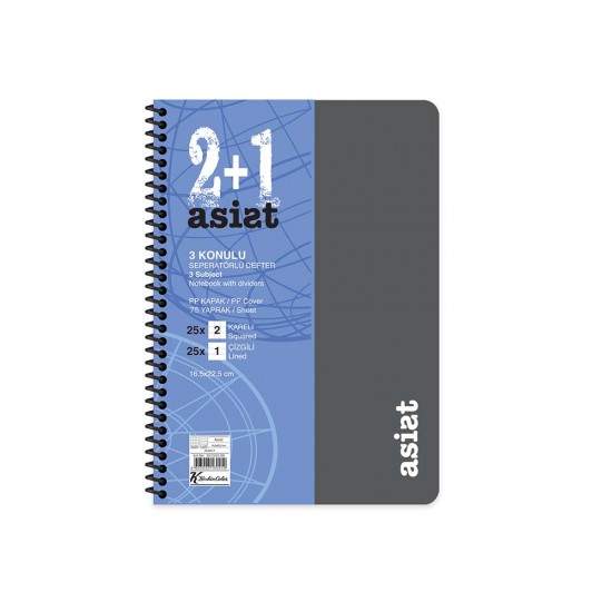 KESKİN 351553-99 DEFTER ASİST AYRAÇLI SPİRALLİ PP KAPAK 16.5X22.5 3+1 175YP