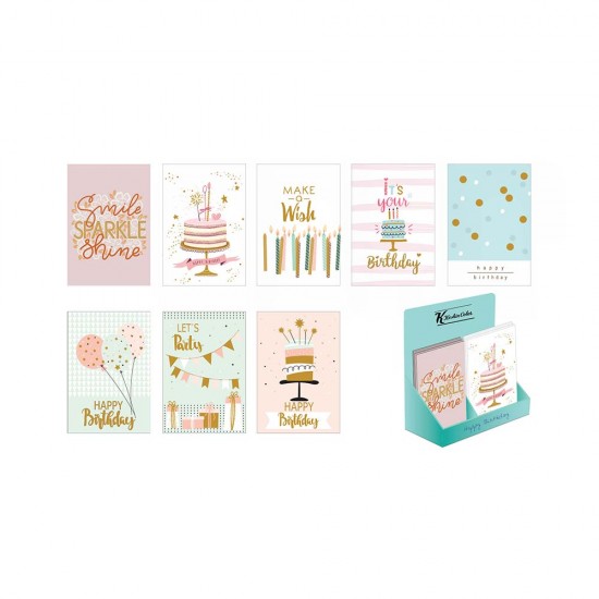 KESKİN 900217 YALDIZLI DOĞUM GÜNÜ KARTI ZARFLI-8Lİ KARIŞIK