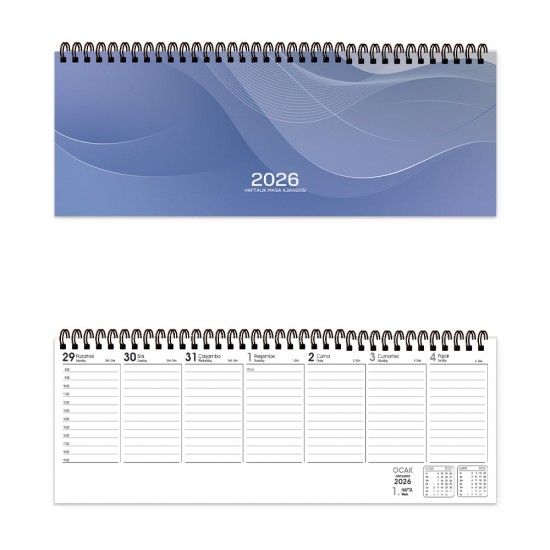 KESKİN 600139-99 2026 AJ-65 12X33.5 SPR HAFTALIK MASA AJANDASI MAVİ