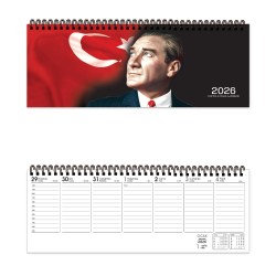 KESKİN 600141-99 2026 AJ-65 12X33.5 SPR HAFTALIK  MASA AJANDASI ATATÜRK