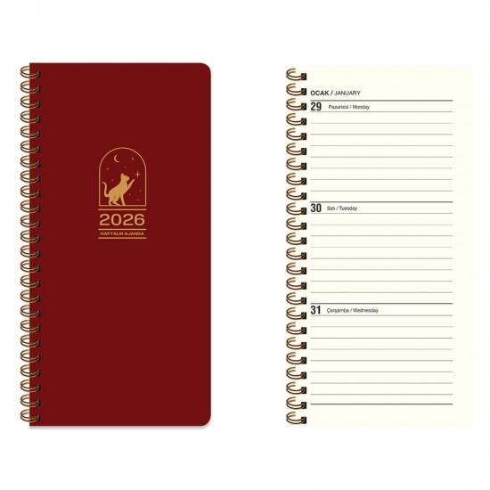 KESKİN 600176-99 2026 8X16 SPR HAFTALIK CEP AJANDASI BORDO