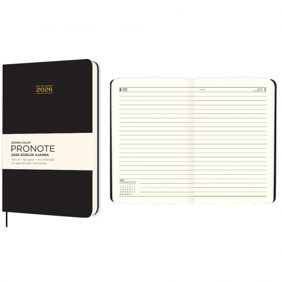 KESKİN 600186-99 2026 9X14 PRONOTE GÜNLÜK AJANDA SİYAH