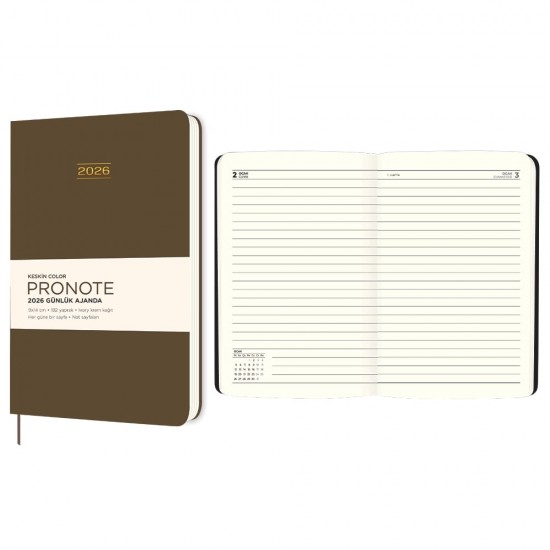 KESKİN 600187-99 2026 9X14 PRONOTE GÜNLÜK AJANDA KAHVERENGİ