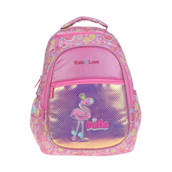 KAUKKO L5098 KIDS&amp;LOVE SIRT ÇANTASI AYNALI-SİMLI FLAMINGO