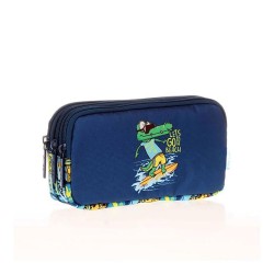 KAUKKO L8126 KIDS&amp;LOVE 3 BÖLMELİ KALEM ÇANTASI FAST CROCODI