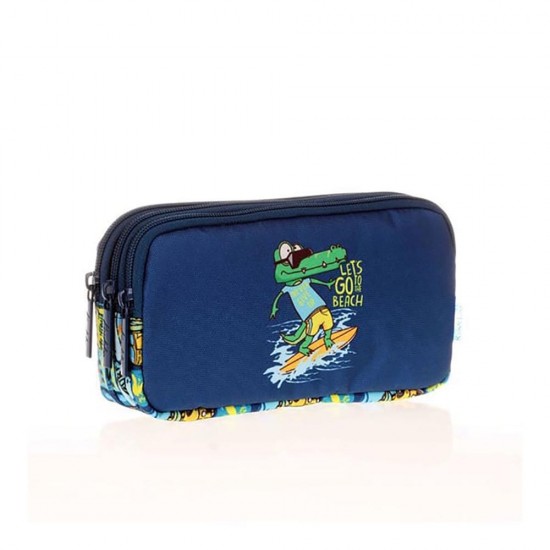 KAUKKO L8126 KIDS&amp;LOVE 3 BÖLMELİ KALEM ÇANTASI FAST CROCODI