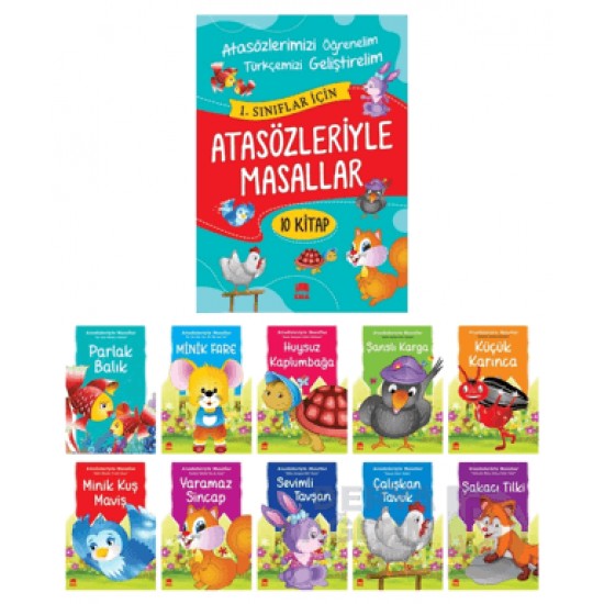 EMA KİTAP / ATASÖZLERİYLE MASALLAR 1-2 SINIFLAR 10 KİTAP TAKIM