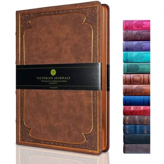 VJ 1177 VİCTORİAS JOURNALS VİNTAGE OLD BOOK DEFTER DÜZ 14X20 CM 128YP KAHVERENGİ
