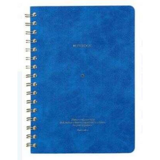 VJ 124-1615 VEGAN DERİ ESNEK KAPAKLI SPİRALLİ DEFTER A5 100GR. 128 SAYFA ÇİZGİLİ MAVİ