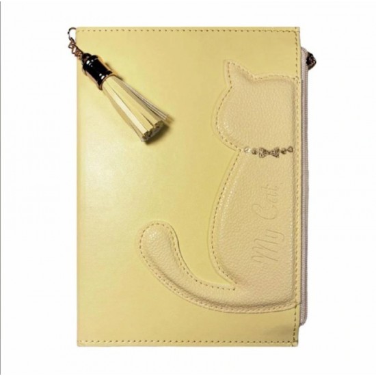 VJ 2125 KEDİLİ GEÇMELİ VEGAN KPK CEPLİ FERMUARLI DEF 13X18 160YP ÇİZGİLİ