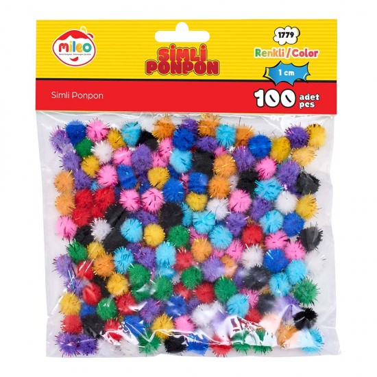 MAS 1779 PONPON SİMLİ 1CM 100LÜ RENKLİ