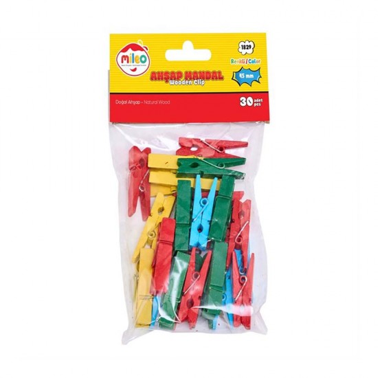 MİLEO 1829 AHŞAP MANDAL 45MM RENKLİ