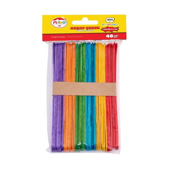 MİLEO 1833 AHŞAP ÇUBUK KARE 150X18X1,6MM RENKLİ