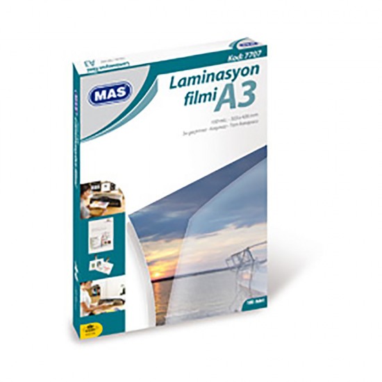 MAS 7707 A3 LAMİNASYON 125MİC 100LÜ