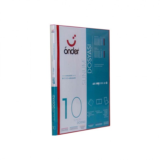 ÖNDER 1210-2 A4 ÖN CEPLİ SUNUM DOSYASI 10LU KIRMIZI