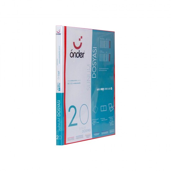 ÖNDER 1220-2 A4 ÖN CEPLİ SUNUM DOSYASI 20Lİ KIRMIZI
