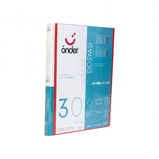 ÖNDER 1230-2 A4 ÖN CEPLİ SUNUM DOSYASI 30LU KIRMIZI